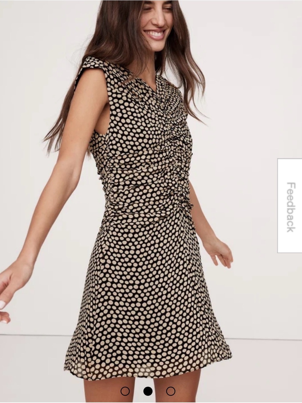 Banana Republic Georgette Ruched-Front Mini Dress Polka Dot